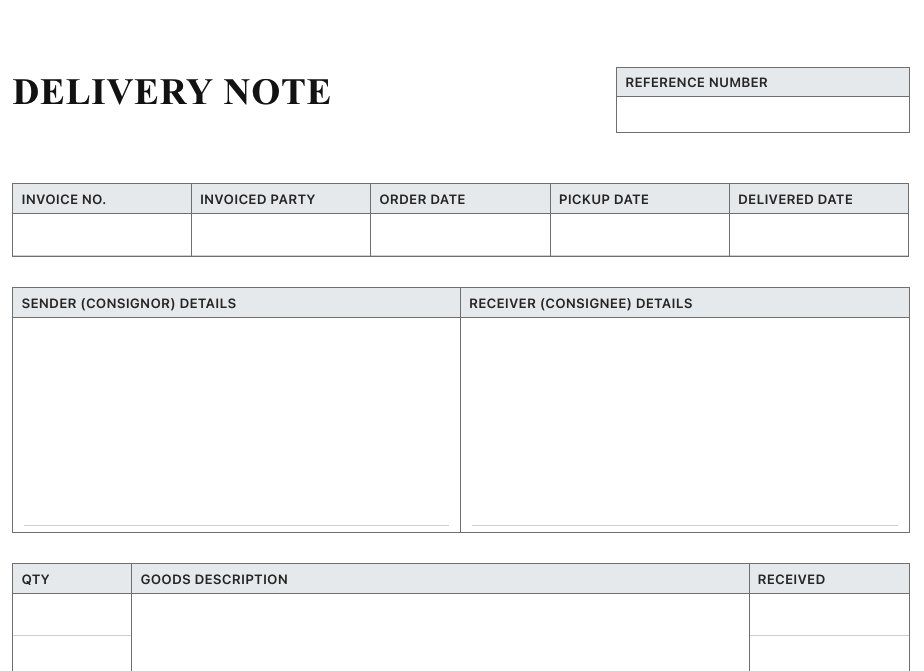 Delivery Note Template Preview